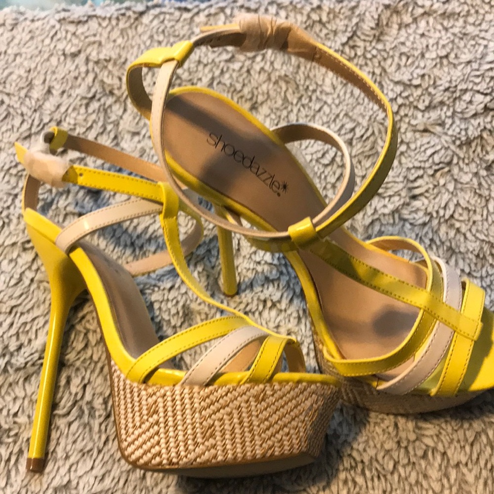 White and yellow heels